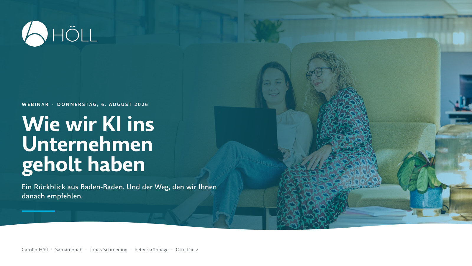 Webinar-Titelfolie: Wie wir KI ins Unternehmen geholt haben